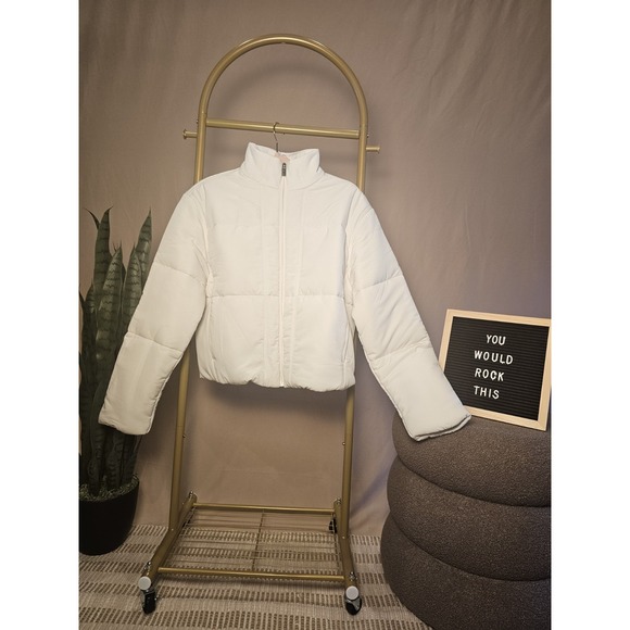 TravisMathew Jackets & Blazers - TravisMathew Womens White Quilted Puffer Jacket Full Zip Cropped 1LB007 Size M